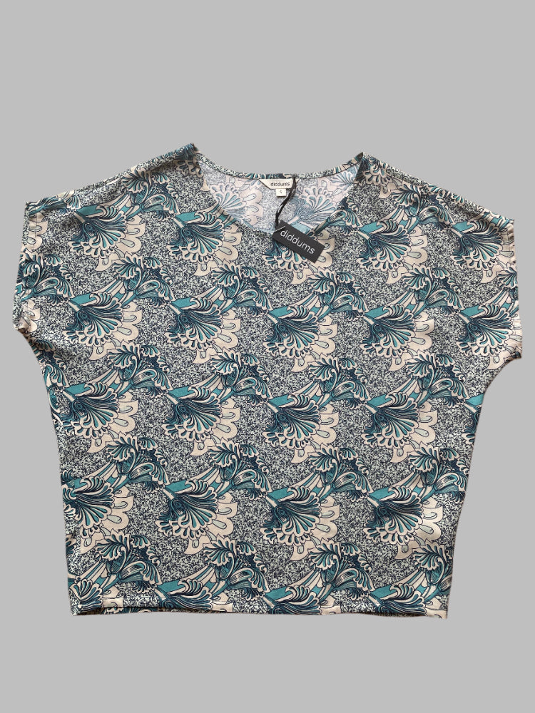 Floral Blue Viscose Slouch Top