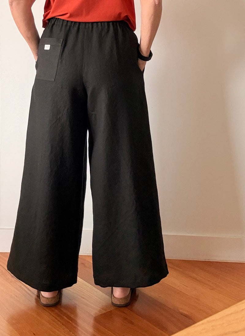 Black Linen wide leg pants