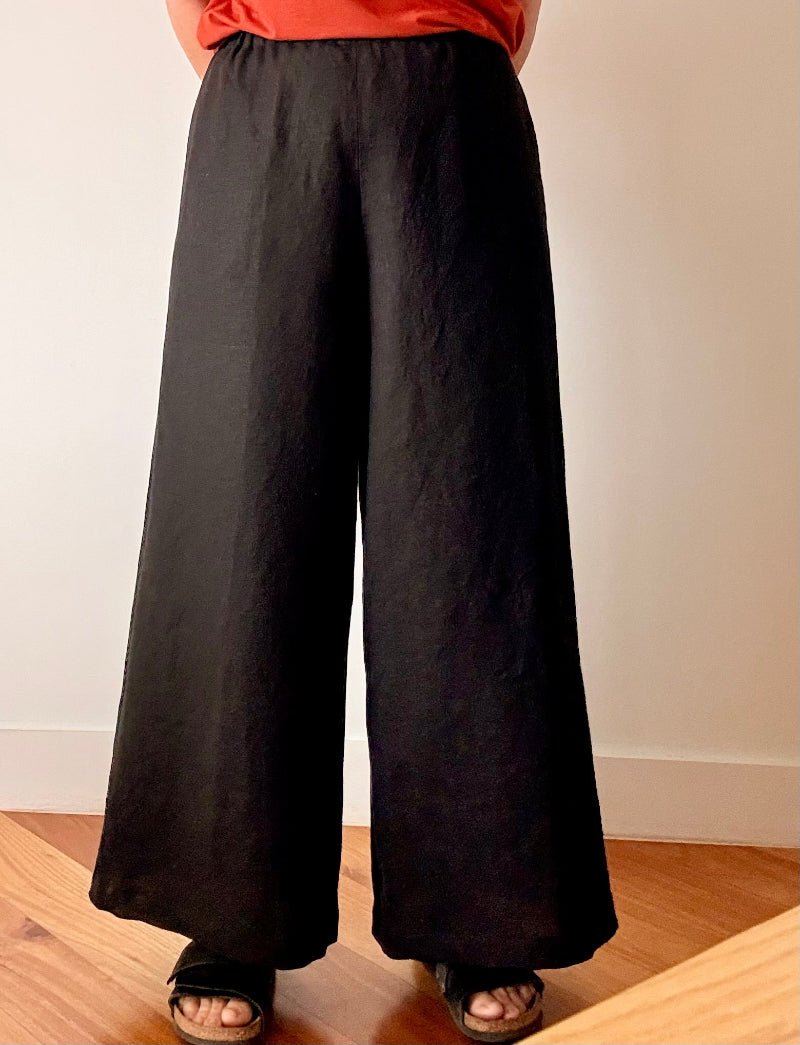 Black Linen wide leg pants