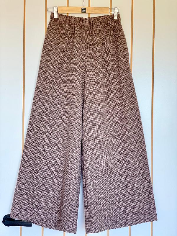 Brown check linen pants