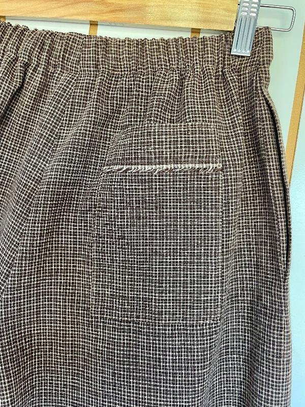 Brown check pants linen