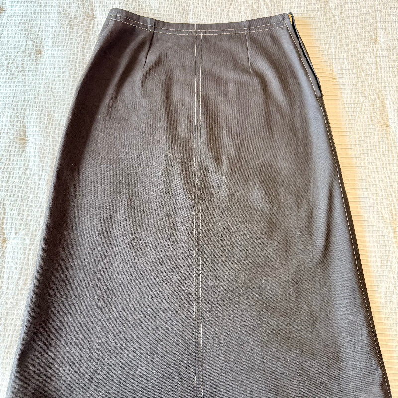 Charcoal Topstitch Skirt
