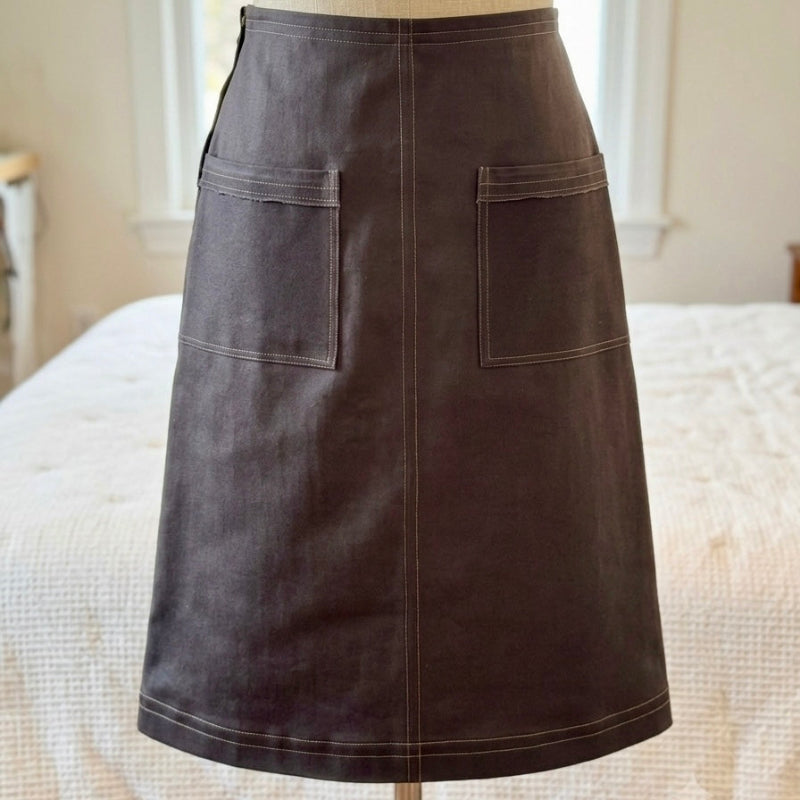 Charcoal Topstitch Skirt