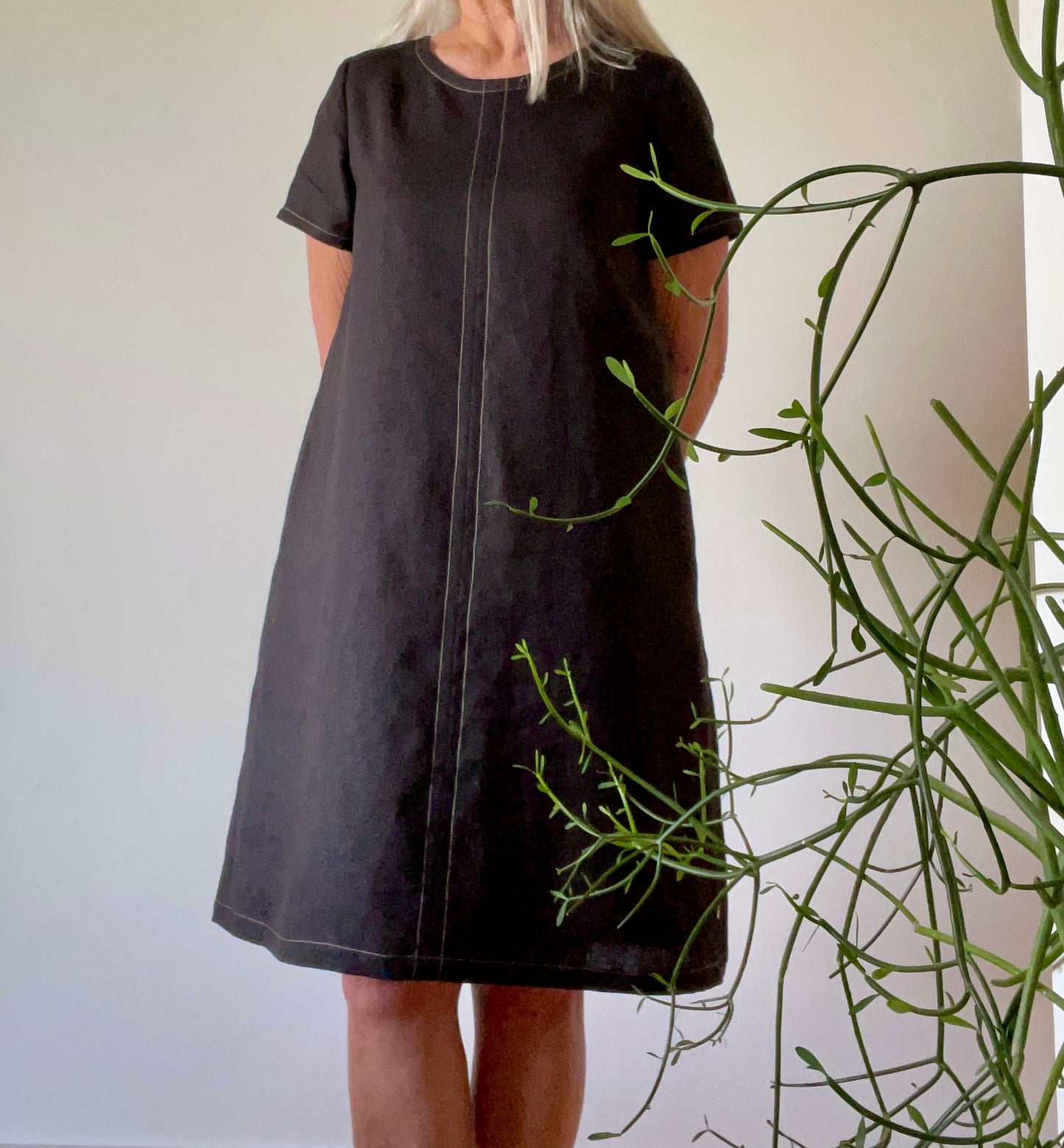 Linen Topstitch Dress