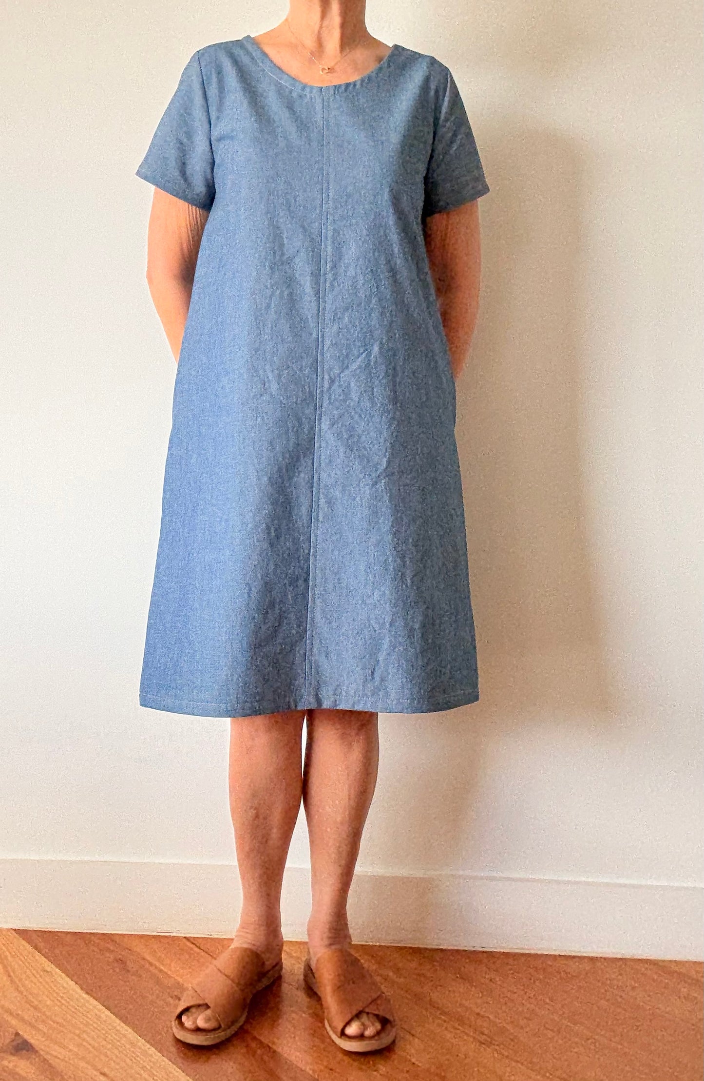 Light Denim A-line Dress Front View