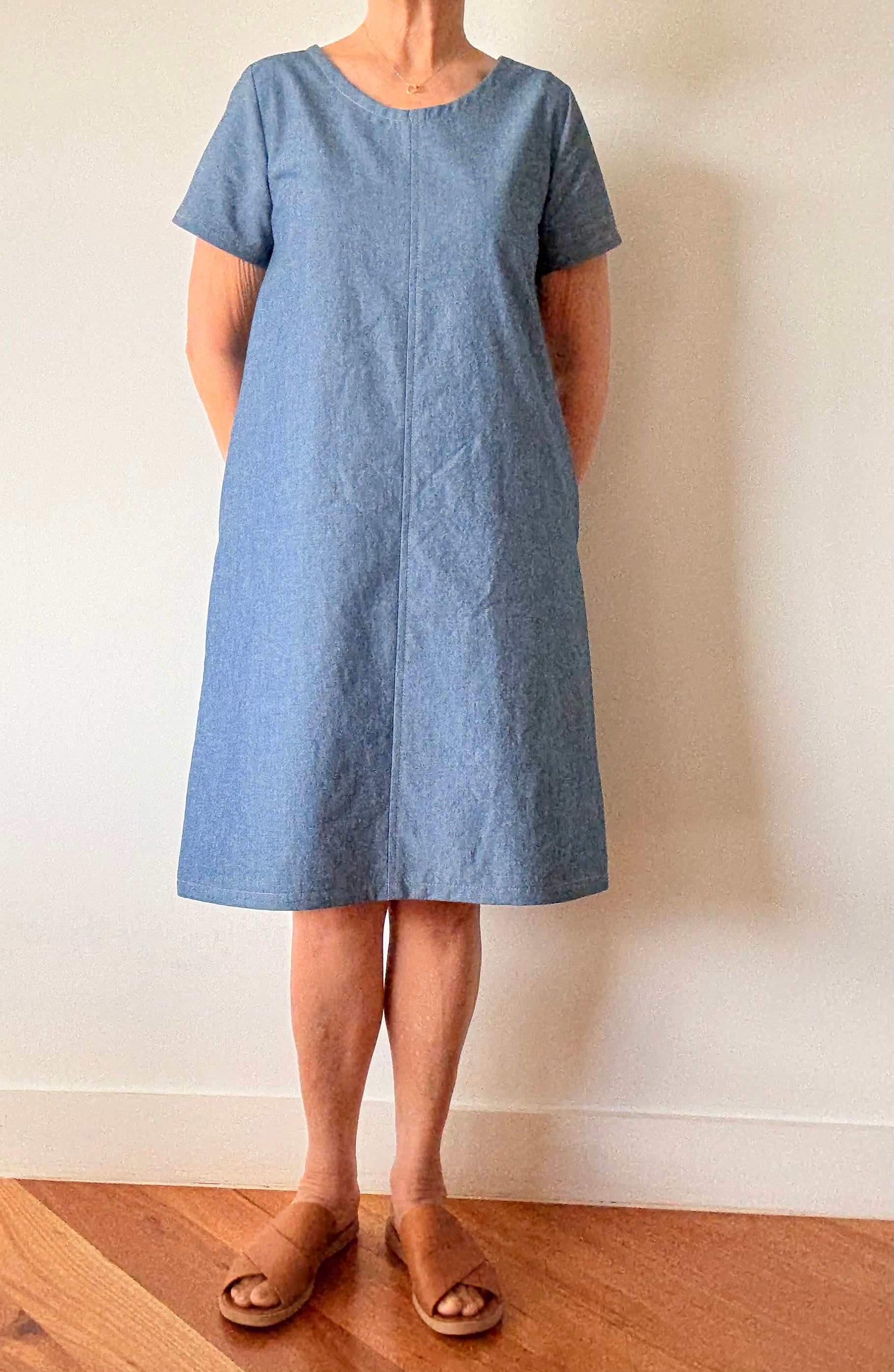Light Denim A-line Dress Front View