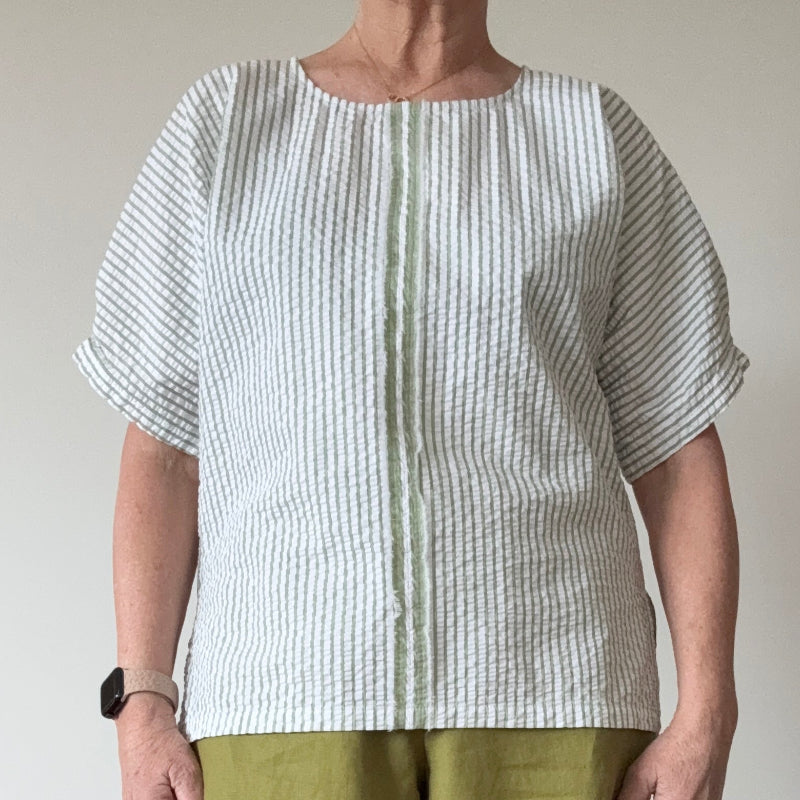 Seersucker Cotton Boxy Top Front
