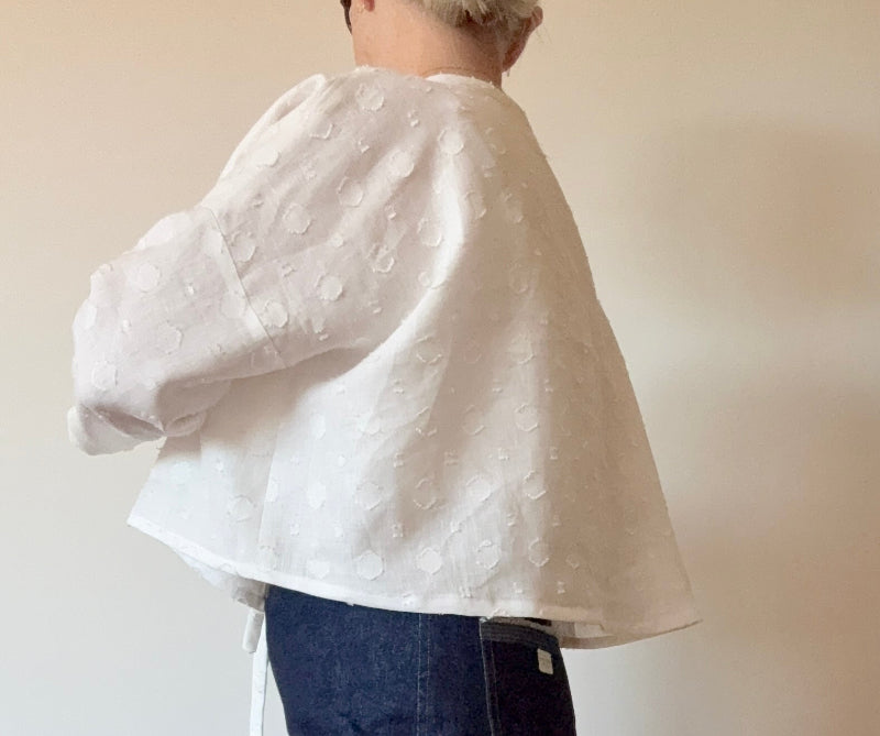 White Linen Jacket Top